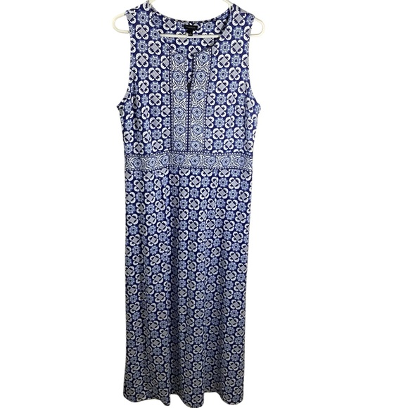 Talbots Dresses & Skirts - Talbots Blue Floral Sleeveless Maxi Dress